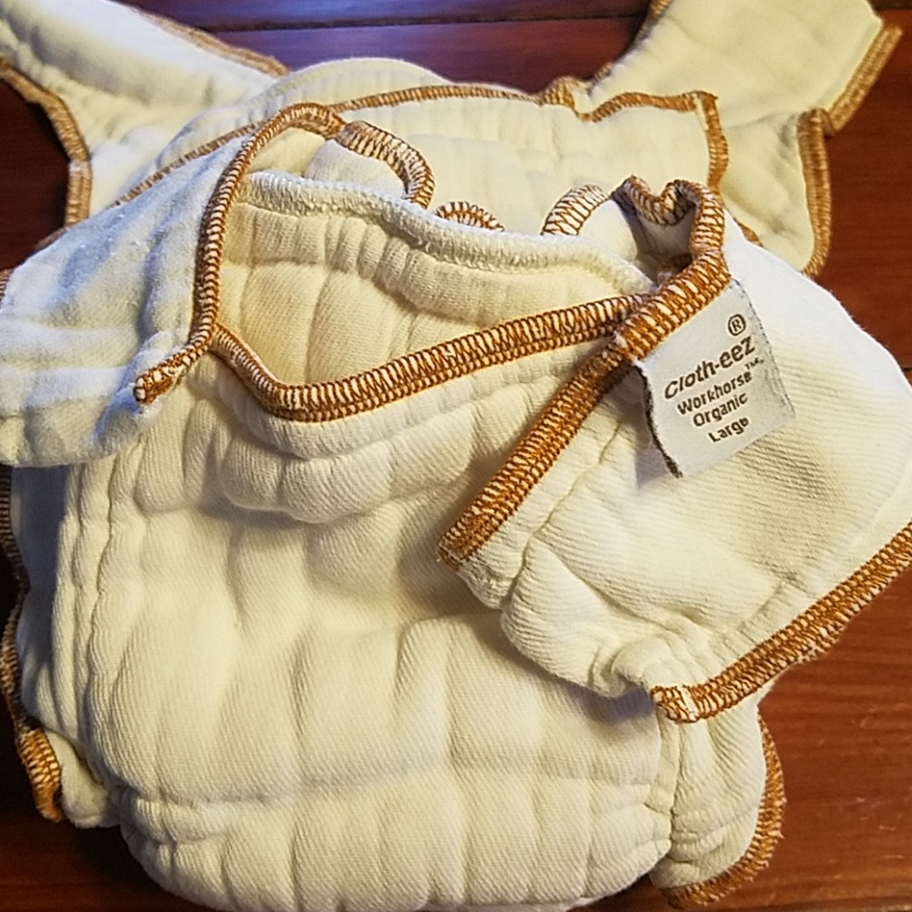 2 organic cloth-eez fitted cloth diapers L